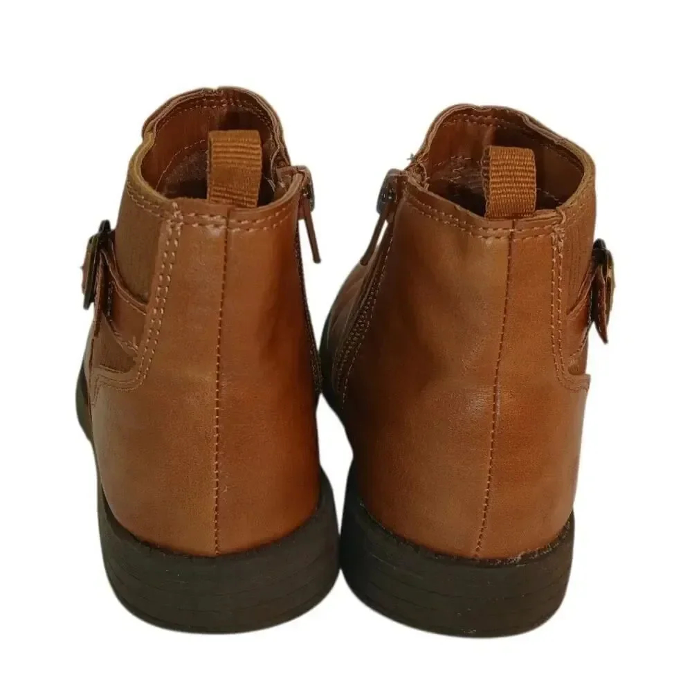 Carter's Toddler Girls Brown Ankle Boots with Heart Buckle - Size 13M